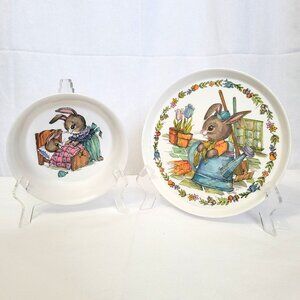 Vintage Silite Deluxe Peter Rabbit Melamine 2-Piece Set - Plate and Cereal Bowl